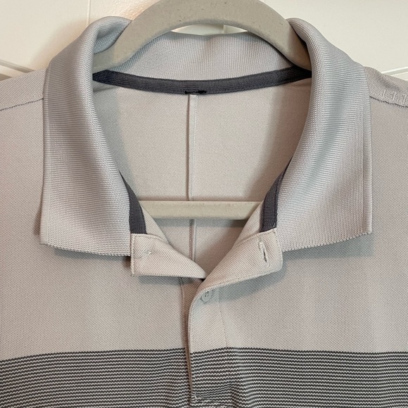 Lululemon Tech Pique Polo Statement Stripe Vapor Asphalt Grey size XL - Picture 7 of 10